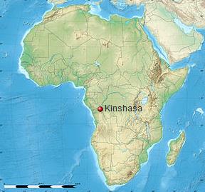 Kinshasa auf der Afrika Karte (c) wikimedia commons